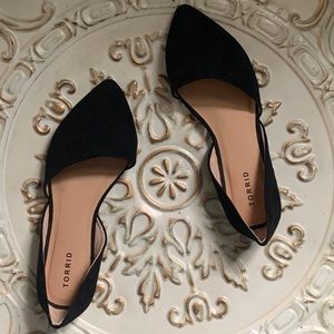 Torrid Black Faux Suede Pointed Toe D’Orsay Flats Size 10 W